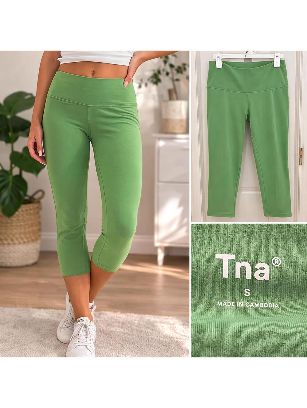 TNA Aritzia Green Capri Leggings Women’s Small Cotton
